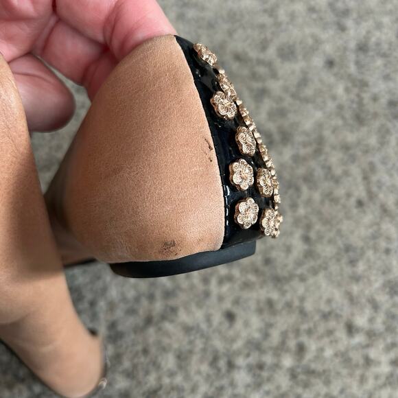 Jeffrey Campbell Ibiza Gold Studded Flats Size 8.5 Handmade Slip On Flower - Picture 6 of 11